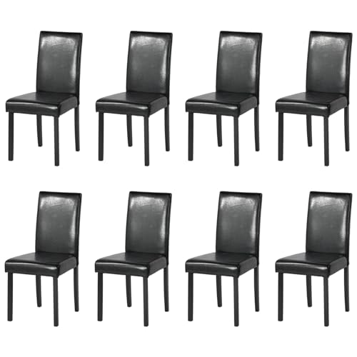 Liink1Ga Küchenstühle 8er Set Stühle Esszimmer 8er Set, Holzstühle/Essstuhl/Esszimmerstühle Holz Für Büro/Küche/Esszimmer/Wohnzimmer Stühle aus 3 cm Gummiholzbein/Kunstleder Stuhl Schwarz 92 cm Hohe von Liink1Ga