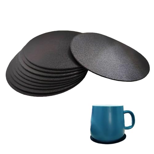 Liiqin 10er Set Untersetzer,Platzset,Abwischbar PU Leder,Hitzebeständig Doppelseitigen Platzdeckchen,9,9x9,9 cm rutschfest Tischuntersetzer,Tisch Untersetzer-Set（Schwarz, Rund） von Liiqin