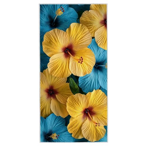 Strandtuch Blume, 90 x 180 cm Mikrofaser Handtuch mit Tasche, Saugfähig und Schnell Trocknende Strandhandtuch, Sandfrei Leicht Mikrofaser Badetuch, Strandtuch für Reise Urlaub Schwimmen Sauna, A-10 von Lijahoo