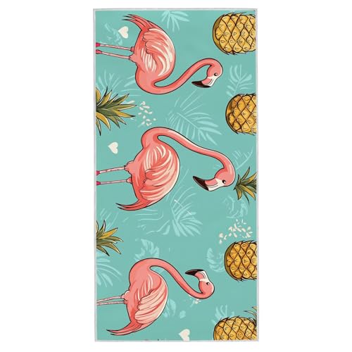 Strandtuch Flamingo, 100 x 200 cm Mikrofaser Handtuch mit Tasche, Saugfähig und Schnell Trocknende Strandhandtuch, Sandfrei Leicht Mikrofaser Badetuch, Strandtuch für Reise Urlaub Schwimmen, S-05 von Lijahoo