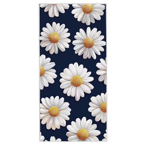 Strandtuch Gänseblümchen, 80 x 160 cm Mikrofaser Handtuch mit Tasche, Saugfähig und Schnell Trocknende Strandhandtuch, Sandfrei Leicht Mikrofaser Badetuch, Strandtuch für Reise Urlaub Schwimmen, F-05 von Lijahoo