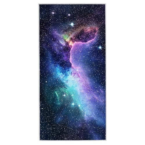 Strandtuch Galaxis, 90 x 180 cm Mikrofaser Handtuch mit Tasche, Saugfähig und Schnell Trocknende Strandhandtuch, Sandfrei Leicht Mikrofaser Badetuch, Strandtuch für Reise Urlaub Schwimmen Sauna, D-81 von Lijahoo