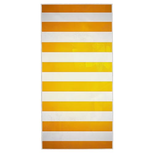 Strandtuch Gelb, 75 x 150 cm Mikrofaser Handtuch mit Tasche, Saugfähig und Schnell Trocknende Strandhandtuch, Sandfrei Leicht Mikrofaser Badetuch, Strandtuch für Reise Urlaub Schwimmen Sauna, F-67 von Lijahoo