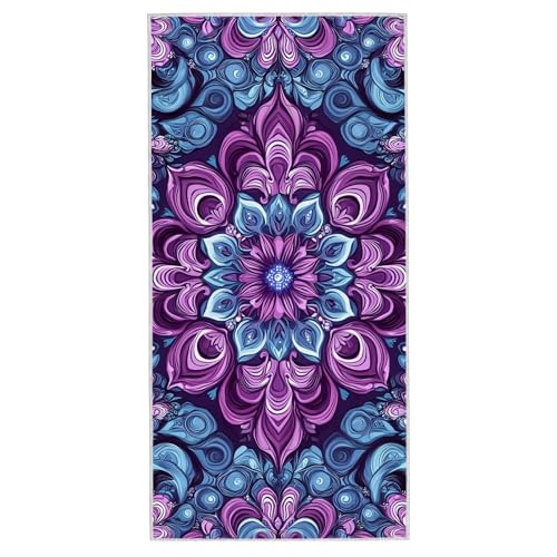 Strandtuch Mandala, 100 x 200 cm Mikrofaser Handtuch mit Tasche, Saugfähig und Schnell Trocknende Strandhandtuch, Sandfrei Leicht Mikrofaser Badetuch, Strandtuch für Reise Urlaub Schwimmen Sauna, F-43 von Lijahoo