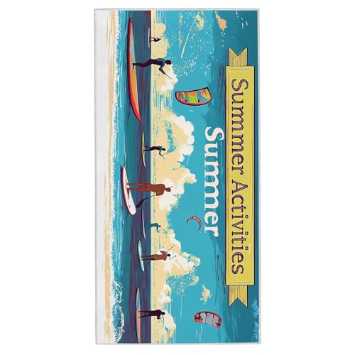 Strandtuch Sommer, 100 x 200 cm Mikrofaser Handtuch mit Tasche, Saugfähig und Schnell Trocknende Strandhandtuch, Sandfrei Leicht Mikrofaser Badetuch, Strandtuch für Reise Urlaub Schwimmen Sauna, S-63 von Lijahoo