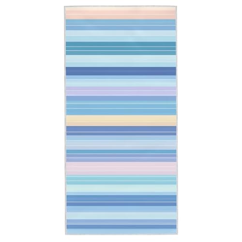 Strandtuch Streifen, 80 x 160 cm Mikrofaser Handtuch mit Tasche, Saugfähig und Schnell Trocknende Strandhandtuch, Sandfrei Leicht Mikrofaser Badetuch, Strandtuch für Reise Urlaub Schwimmen Sauna, D-01 von Lijahoo