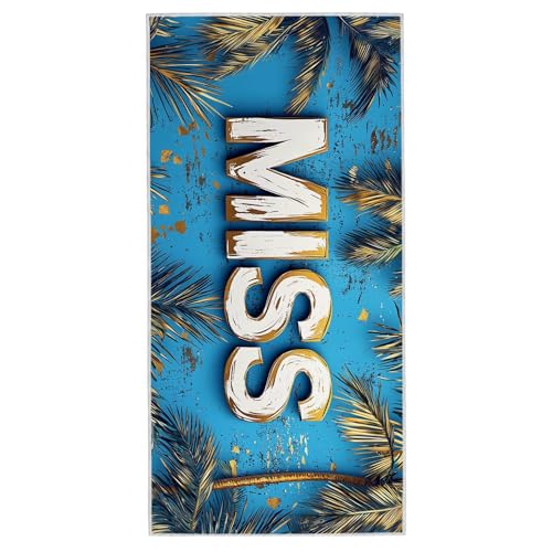 Strandtuch Vermissen, 100 x 200 cm Mikrofaser Handtuch mit Tasche, Saugfähig und Schnell Trocknende Strandhandtuch, Sandfrei Leicht Mikrofaser Badetuch, Strandtuch für Reise Urlaub Schwimmen, F-28 von Lijahoo