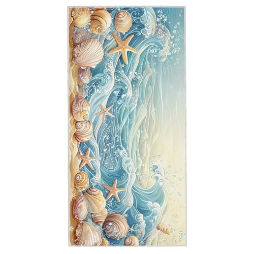 Strandtuch Wellen, 90 x 180 cm Mikrofaser Handtuch mit Tasche, Saugfähig und Schnell Trocknende Strandhandtuch, Sandfrei Leicht Mikrofaser Badetuch, Strandtuch für Reise Urlaub Schwimmen Sauna, A-31 von Lijahoo