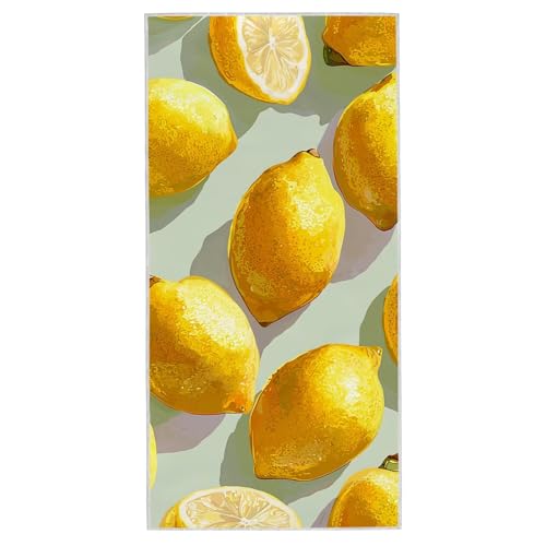 Strandtuch XXL - 100 x 200 cm Mikrofaser Handtuch Groß, Sandfrei Schnelltrocknend & Leicht Strandhandtüch, Microfaser Strandtuch mit Tasche für Strand Schwimmen, Ideal für Frauen Männer (Zitrone) F-22 von Lijahoo