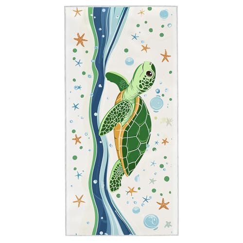 Strandtuch XXL - 100 x 200 cm Mikrofaser Handtuch Groß, Sandfrei Schnelltrocknend & Leicht Strandhandtüch, Microfaser Strandtuch mit Tasche für Strand Urlaub, Frauen Männer (Meeresschildkröten) G-34 von Lijahoo