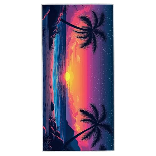 Strandtuch XXL - 100 x 200 cm Mikrofaser Handtuch Groß, Sandfrei Schnelltrocknend & Leicht Strandhandtüch, Microfaser Strandtuch mit Tasche für Strand Urlaub, für Frauen Männer (Sonnenuntergang) A-61 von Lijahoo