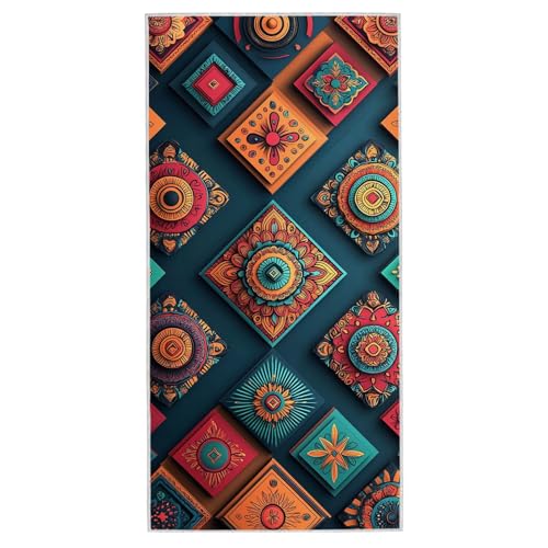 Strandtuch XXL - 80 x 160 cm Mikrofaser Handtuch Groß, Sandfrei Schnelltrocknend & Leicht Strandhandtüch, Microfaser Strandtuch mit Tasche für Strand, Schwimmen, Ideal für Frauen Männer (Gitter) S-45 von Lijahoo