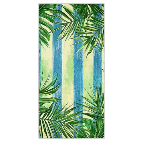 Strandtuch XXL - 80 x 160 cm Mikrofaser Handtuch Groß, Sandfrei Schnelltrocknend & Leicht Strandhandtüch, Microfaser Strandtuch mit Tasche für Strand, Schwimmen, Ideal für Frauen Männer (Blätter) S-47 von Lijahoo