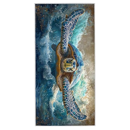 Strandtuch XXL - 80 x 160 cm Mikrofaser Handtuch Groß, Sandfrei Schnelltrocknend & Leicht Strandhandtüch, Microfaser Strandtuch mit Tasche für Strand Urlaub, Frauen Männer (Meeresschildkröten) S-19 von Lijahoo