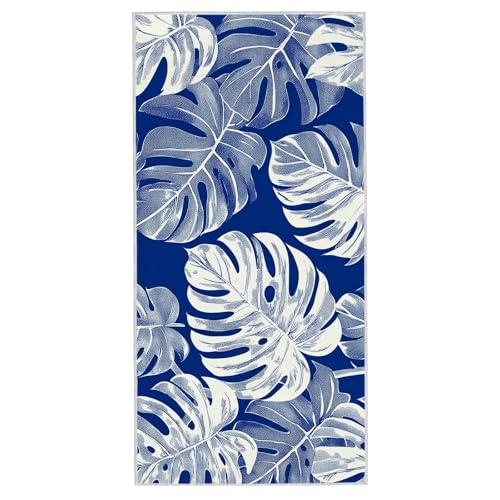 Strandtuch XXL - 90 x 180 cm Mikrofaser Handtuch Groß, Sandfrei Schnelltrocknend & Leicht Strandhandtüch, Microfaser Strandtuch mit Tasche für Strand, Schwimmen, Ideal für Frauen Männer (Blau) D-13 von Lijahoo