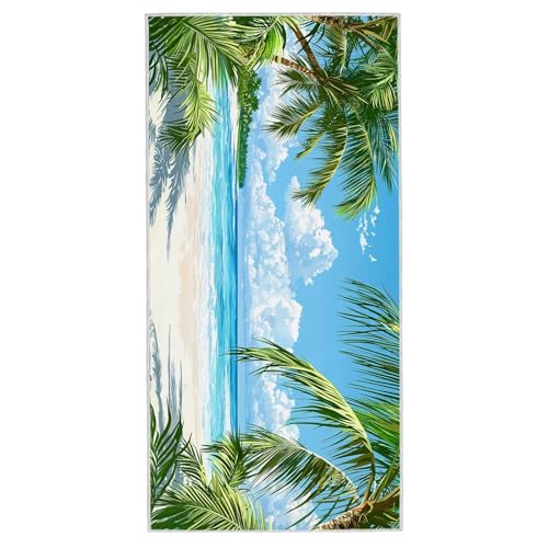 Strandtuch XXL - 90 x 180 cm Mikrofaser Handtuch Groß, Sandfrei Schnelltrocknend & Leicht Strandhandtüch, Microfaser Strandtuch mit Tasche für Strand, Schwimmen, Ideal für Frauen Männer (Strand) F-35 von Lijahoo