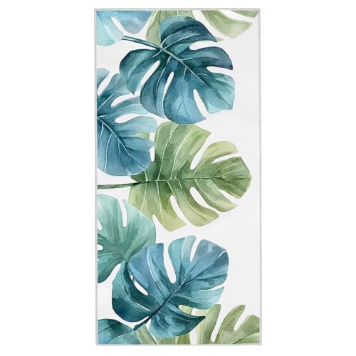 Strandtuch XXL - 90 x 180 cm Mikrofaser Handtuch Groß, Sandfrei Schnelltrocknend & Leicht Strandhandtüch, Microfaser Strandtuch mit Tasche für Strand, Schwimmen, Ideal für Frauen Männer (Blätter) G-51 von Lijahoo