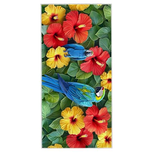 Strandtuch XXL - 90 x 180 cm Mikrofaser Handtuch Groß, Sandfrei Schnelltrocknend & Leicht Strandhandtüch, Microfaser Strandtuch mit Tasche für Strand, Schwimmen, Ideal für Frauen Männer (Papagei) F-38 von Lijahoo
