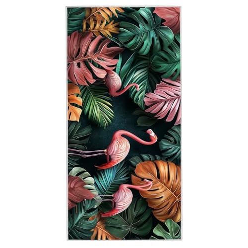 Strandtuch XXL - 90 x 180 cm Mikrofaser Handtuch Groß, Sandfrei Schnelltrocknend & Leicht Strandhandtüch, Microfaser Strandtuch mit Tasche für Strand Schwimmen, Ideal für Frauen Männer (Flamingo) G-13 von Lijahoo