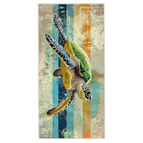 Strandtuch XXL - 90 x 180 cm Mikrofaser Handtuch Groß, Sandfrei Schnelltrocknend & Leicht Strandhandtüch, Microfaser Strandtuch mit Tasche für Strand Urlaub, Frauen Männer (Meeresschildkröten) F-06 von Lijahoo
