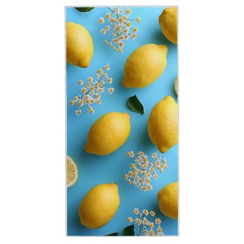 Strandtuch Zitrone, 80 x 160 cm Mikrofaser Handtuch mit Tasche, Saugfähig und Schnell Trocknende Strandhandtuch, Sandfrei Leicht Mikrofaser Badetuch, Strandtuch für Reise Urlaub Schwimmen Sauna, A-05 von Lijahoo