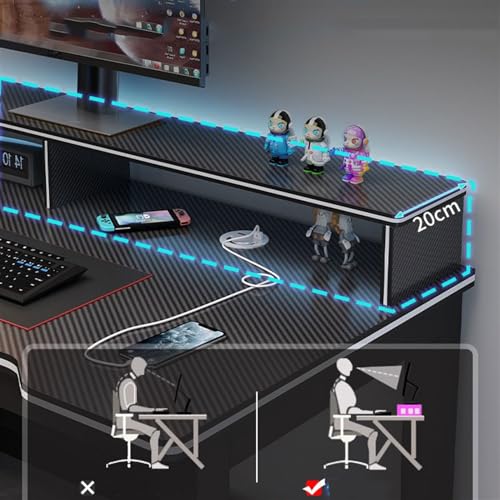Computertisch Doppelter PC-Tisch, Desktop-Studentenschreibtisch, Heimschlafzimmer-Arbeitstisch, Büroschreibtisch, einfacher Gaming-Tisch aus Kohlefaser Schreibtisch für Homeoffice(Schwarz,130x60x75cm) von Lijiaxiuyc-101