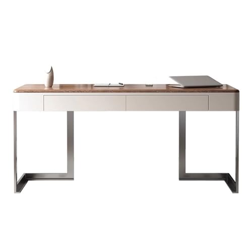 Computertisch Walnussbrauner Schreibtisch aus massivem Hartholz, moderner PC-Tisch for das Home Office for den Arbeitsplatz oder Arbeitszimmer mit 2 Schubladen Schreibtisch für Homeoffice(S) von Lijiaxiuyc-101
