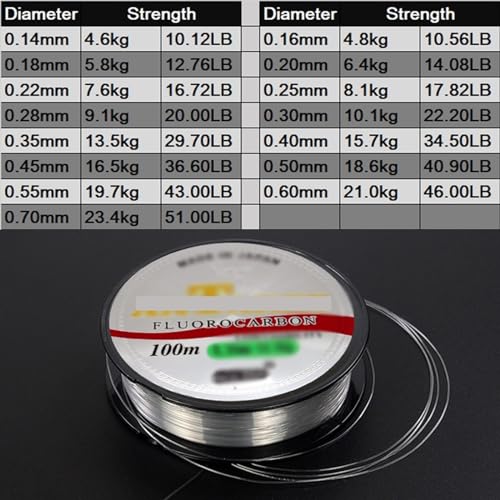Lijiaxiuyc-101 Angelschnur 100 m fluorkohlenstoffbeschichtete Angelschnur, superstarkes Monofilament-Nylon-Angeldrahtmaterial for Karpfenangelzubehör Meeresangeln(0.16mm) von Lijiaxiuyc-101