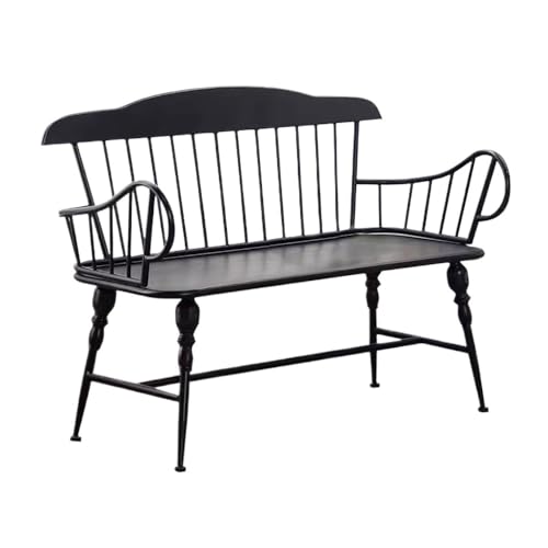Lijiaxiuyc-101 Outdoor Bank Balkonsitz mit Armlehne for den Außenbereich, Freizeitsitz for die Parkterrasse, Schwarz (120 cm) Gartenbank von Lijiaxiuyc-101