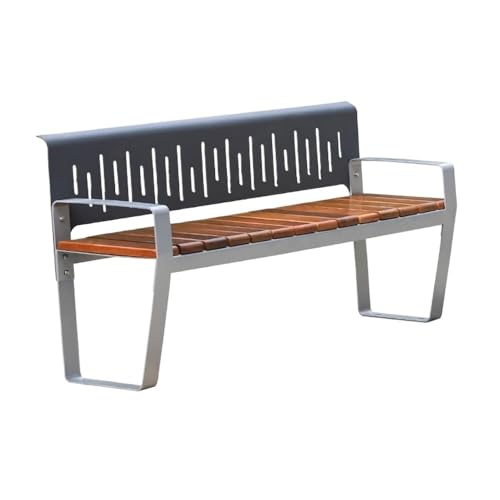 Lijiaxiuyc-101 Outdoor Bank Gartenbank aus Edelstahl for den Außenbereich, Stuhloberfläche aus Holz, for Balkonterrasse, Freizeitsitz mit Rückenlehne Gartenbank(Mittel) von Lijiaxiuyc-101