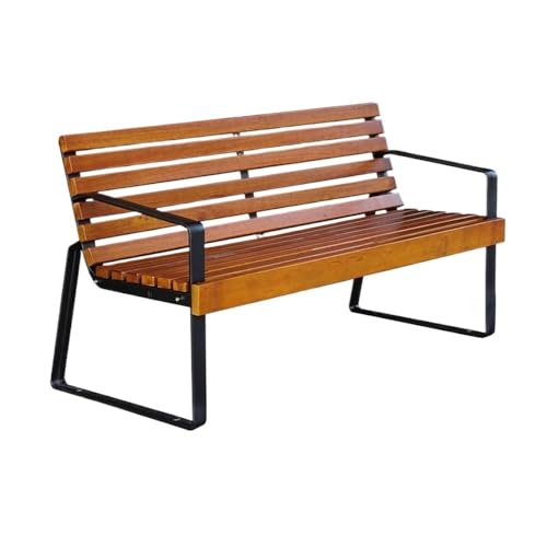 Lijiaxiuyc-101 Outdoor Bank Gartenstuhl mit Rückenlehne for den Außenbereich, Parkbank mit Rahmen aus Aluminiumguss, Freizeitsitz aus Holz Gartenbank von Lijiaxiuyc-101