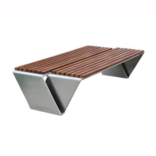 Lijiaxiuyc-101 Outdoor Bank Große braune Holzbank ohne Rückenlehne for den Außenbereich, for mehrere Personen, Freizeitpark, Außenbank aus Edelstahl Gartenbank von Lijiaxiuyc-101