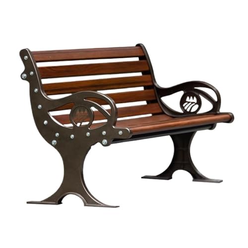 Lijiaxiuyc-101 Outdoor Bank Parkstuhl aus Aluminiumguss for den Außenbereich, Ruhebank aus Eisen mit Kunstholzmaserung, Sitzgelegenheit auf der Terrasse mit Langer Rückenlehne Gartenbank(Mittel) von Lijiaxiuyc-101
