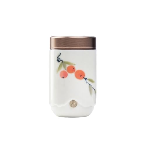 Lijiaxiuyc-101 Teedose Handbemalte Teedose aus Keramik for unterwegs, exquisites Premium-Vorratsglas for Zucker, Tee, Kaffee Keramik Teedose(Red) von Lijiaxiuyc-101