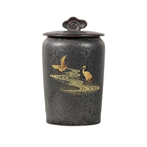 Lijiaxiuyc-101 Teedose Handbemalte goldene Kranich-Teedose aus China, Jingdezhen, hochwertiges Retro-Teeservice, Teelager mit versiegeltem Deckel Keramik Teedose Lijiaxiuyc-101 Teedose Handbemalte goldene Kranich-Teedose aus China, Jingdezhen, hochwertiges Retro-Teeservice, Teelager mit versiegeltem Deckel Keramik Teedose von Lijiaxiuyc-101