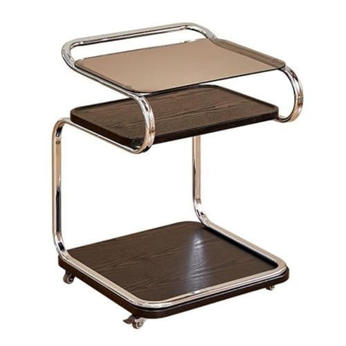 Lijiaxiuyc-101 Wohnzimmertisch Glas Quadratischer Sofa-Beistelltisch Wohnzimmerwagen mit Rädern Beweglicher Aufbewahrungstisch for Zuhause Ecktisch Gartentisch(Schwarz) von Lijiaxiuyc-101