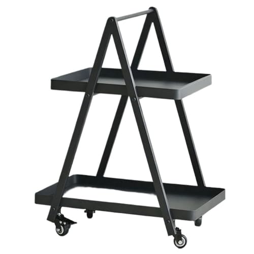 Lijiaxiuyc-101 Wohnzimmertisch Mobiles Wohnzimmer-Trolley-Sofa-Beistelltisch-Griff-Design, modernes Lagerregal im minimalistischen Stil mit Rädern Gartentisch(Schwarz) von Lijiaxiuyc-101