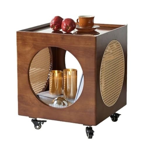 Lijiaxiuyc-101 Wohnzimmertisch Retro Square Trolley beweglicher Glashohlnachttisch Wohnzimmer-Ecktisch Sofa-Beistelltisch Gartentisch von Lijiaxiuyc-101