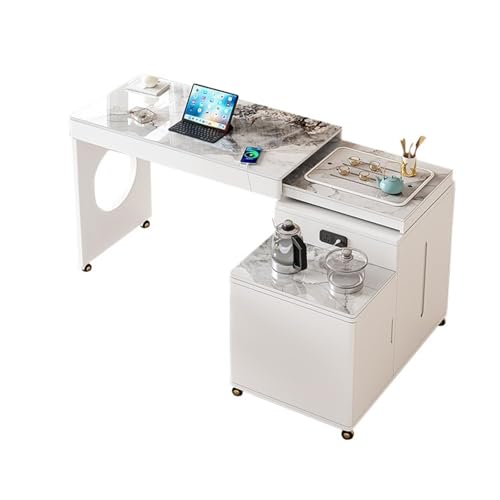 Lijiaxiuyc-101 couchtisch Drehbarer Beistelltisch, mobiler Teleskop-Teetisch, moderner Rock-Couchtisch mit Rädern teetisch(Weiß) von Lijiaxiuyc-101