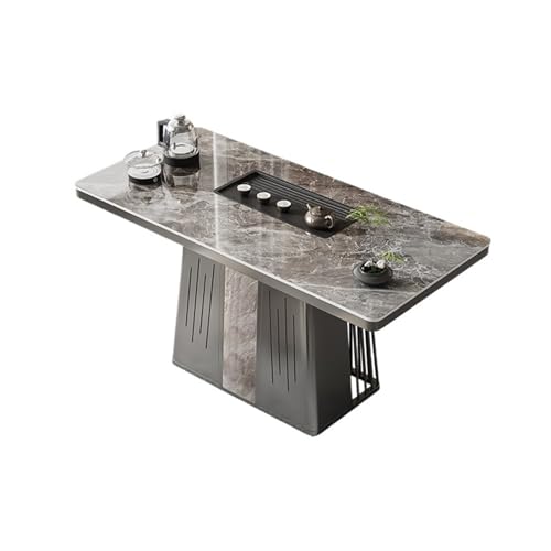 Lijiaxiuyc-101 couchtisch Rechteckiger Couchtisch, Steinarbeitsplatte und Teetablett, Esstisch mit verstecktem Stauraum teetisch(Grigio,Mittel) von Lijiaxiuyc-101