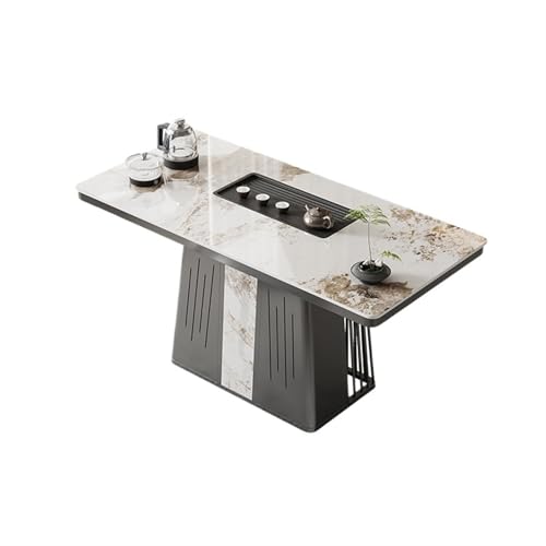 Lijiaxiuyc-101 couchtisch Rechteckiger Couchtisch, Steinarbeitsplatte und Teetablett, Esstisch mit verstecktem Stauraum teetisch(Weiß,Mittel) von Lijiaxiuyc-101