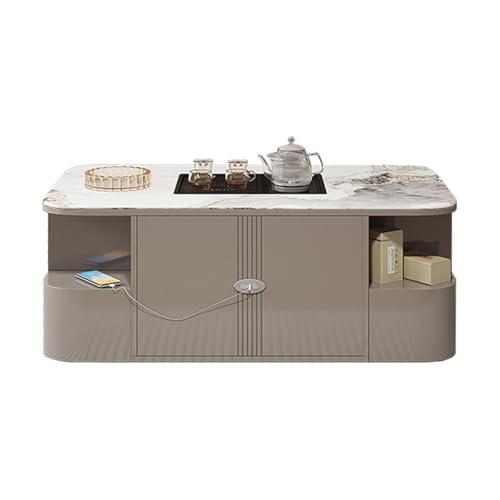 Lijiaxiuyc-101 couchtisch Voice Lift Kung Fu Teetisch, Steinplatte Teetisch, multifunktionaler, Leichter moderner Couchtisch teetisch(Grigio) von Lijiaxiuyc-101