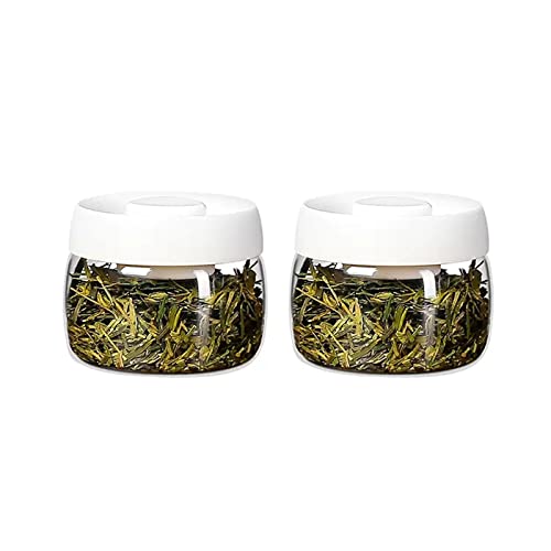 Teedose Klare Tee-Aufbewahrungsbehälter aus Glas, Kaffeebehälter mit vakuumversiegeltem Deckel, Küchenglasbehälter for Servieren von Lebensmitteln, Behälter for Teeblätter, Pulver, Gewürze, 2-teiliges von Lijiaxiuyc-101