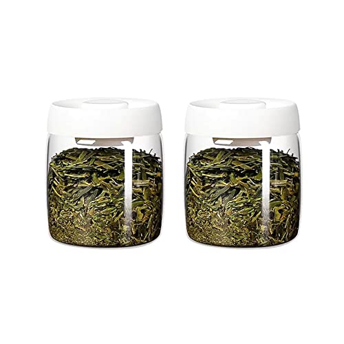 Teedose Klare Tee-Aufbewahrungsbehälter aus Glas, Kaffeebehälter mit vakuumversiegeltem Deckel, Küchenglasbehälter for Servieren von Lebensmitteln, Behälter for Teeblätter, Pulver, Gewürze, 2-teiliges von Lijiaxiuyc-101
