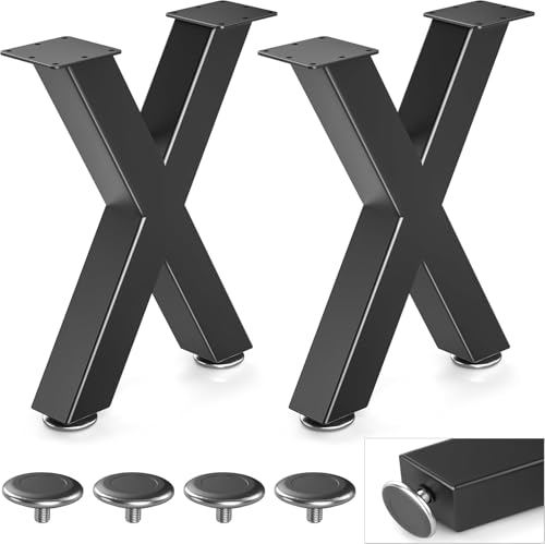 Likapop Tischbeine Metall Tischgestell Schwarz Tischbein Robust Tischkufen für Couchtisch, Esstisch, Schreibtisch, Sitzbank (H40cm x W30cm, 2 Stück) (16''X-Form) von Likapop