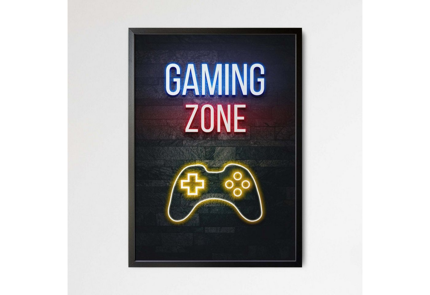 Likarto Poster Gaming Zone Poster, Gamer Deko, Geschenk für Zocker, Neoneffekt, Gaming Room Wanddekor von Likarto