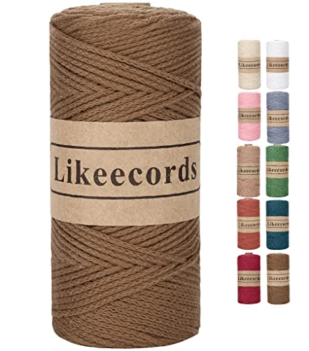 Likeecords garn für taschen häkeln 2mm x 170m,makramee garn,baumwollgarn zum häkeln,100% Baumwolle Schlauchgarn for Knitting,Crochet, Weaving Gift（Kaffee） von Likeecords