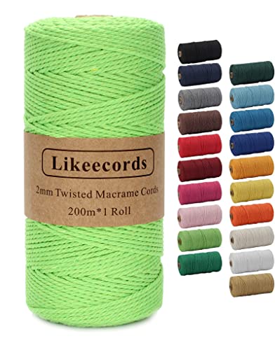 Likeecords Makramee Garn 2mm x 200m Baumwollgarn Makramee-Seil, Makramee-Schnur,Bunte Baumwoll-Bastelschnur zum Aufhängen Pflanzenaufhänger Basteln Stricken (Grasgrün) Likeecords Makramee Garn 2mm x 200m Baumwollgarn Makramee-Seil, Makramee-Schnur,Bunte Baumwoll-Bastelschnur zum Aufhängen Pflanzenaufhänger Basteln Stricken (Grasgrün) von Likeecords