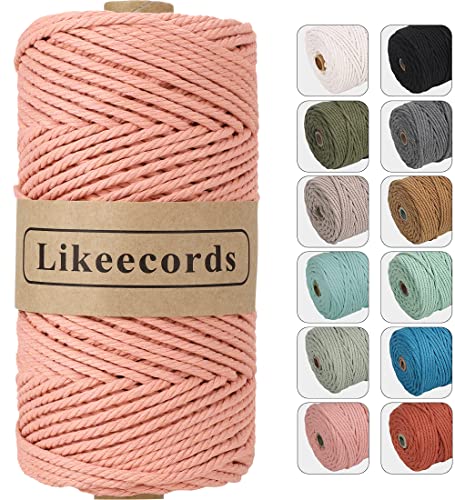 Likeecords Makramee Garn 4mm x 100m,Natürliches Baumwollschnur, Makramee-Seil,Bunte Bastelkordel aus Baumwolle für Taschen, Wandbehänge, Pflanzenaufhänger (Fleischmehl) von Likeecords