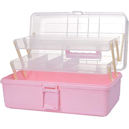 Hausapotheke Schrank, Likeluk Medizinbox Kunststoff 3 Ebene transparente Erste Hilfe Box Multifunktions Sortierkasten mit Griff, 33×18×17.5cm (Rosa) von Likeluk